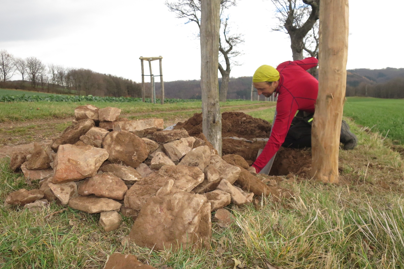 Bergleute beim Obstbaumpflanzen (Foto F. Lochschmidt)